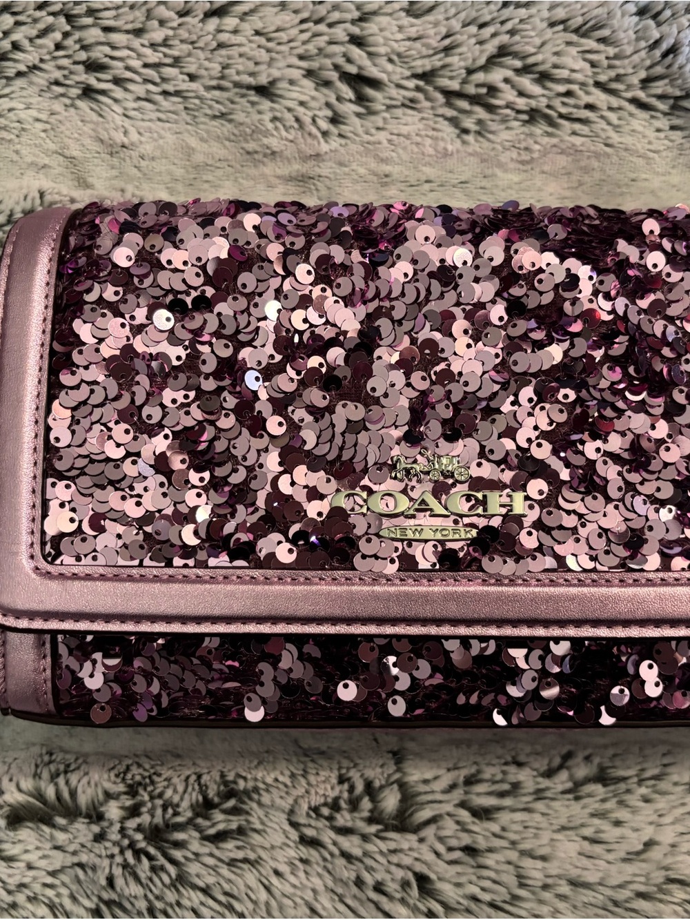Coach Lilac Sequin Crossbody Clutch